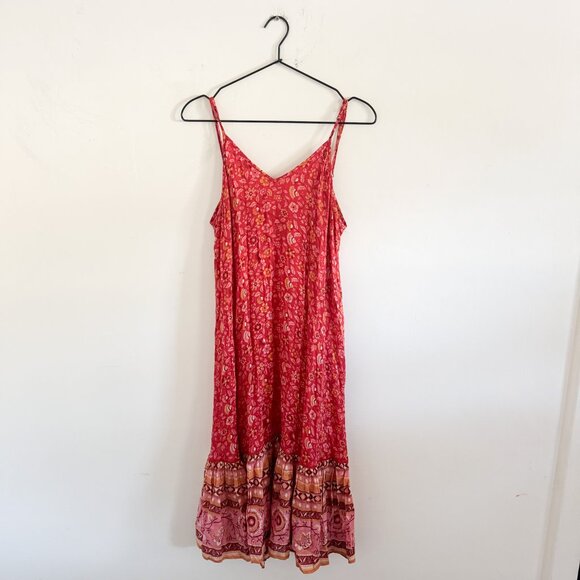 Spell Cherry Red Dahlia Strappy Floral Dress S - Picture 2 of 7